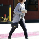 Leighton Meester picks up some lunch to go from Hugo's Restaurant in Los Angeles