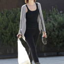 Leighton Meester picks up some lunch to go from Hugo's Restaurant in Los Angeles