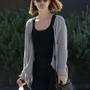Leighton Meester picks up some lunch to go from Hugo's Restaurant in Los Angeles