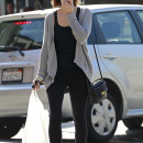 Leighton Meester picks up some lunch to go from Hugo's Restaurant in Los Angeles