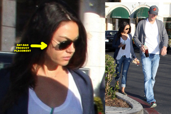 Actress Mila Kunis and boyfriend Ashton Kutcher cozy up with coffee as they refuel at Starbucks