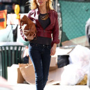 Brazilian actress Rebecca Da Costa sports a cut on her forehead as she films scenes for 'Motel' in New York City
