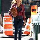 Brazilian actress Rebecca Da Costa sports a cut on her forehead as she films scenes for 'Motel' in New York City