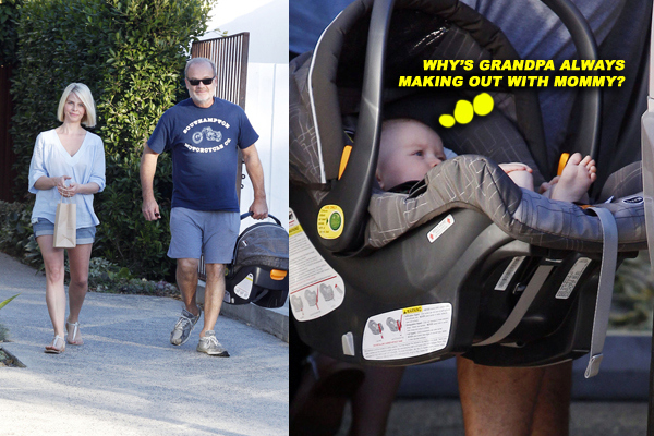 Kelsey Grammer accompanies wife Kayte Walsh to the Andy Lecompte salon in Los Angeles with little daughter Faith