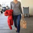 **EXCLUSIVE** Jessica Biel seen at LAX Airport as she walks out with her luggage