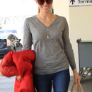 **EXCLUSIVE** Jessica Biel seen at LAX Airport as she walks out with her luggage