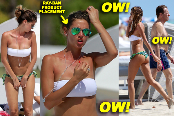 Melissa Satta showing off her figure in a bikini on the beach in Miami