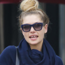 Australian model Jessica Hart carries her oversized bag while out with a female pal in the East Village in New York City