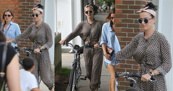 Exclusive - Katy Perry Takes A Break From Her Bike Ride in The Hamptons