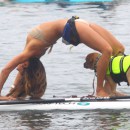Leilani Dowding Takes Her Dog Paddle Boarding In Malibu