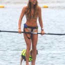 Leilani Dowding Takes Her Dog Paddle Boarding In Malibu