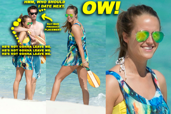 Wimbledon champion Andy Murray and girlfriend Kim Sears play tennis on the beach in Bahamas