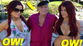 The Howe Twins with Hugh Hefner at The Playboy Mansion