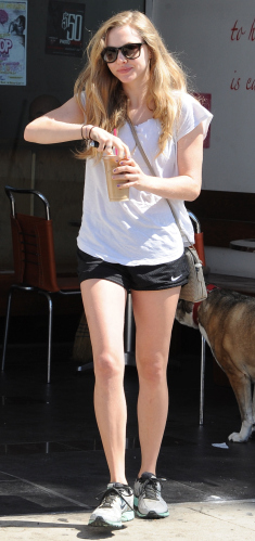 Amanda Seyfried on a very happy shopping trip