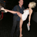 Courtney Stodden and husband Doug Hutchison seen leaving Chateau Marmont in West Hollywood