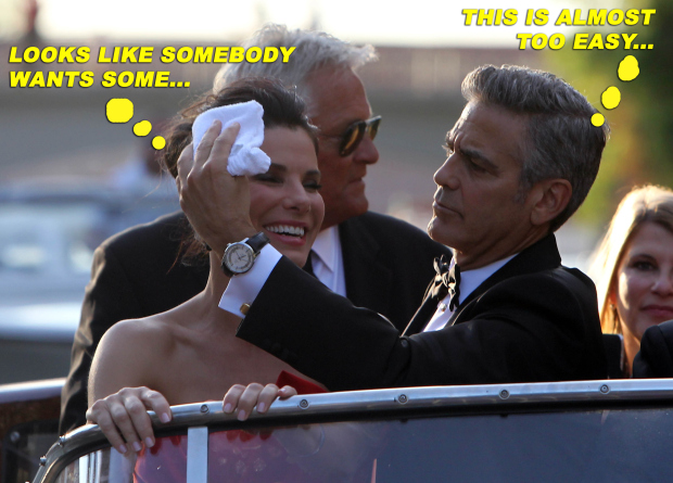 George Clooney and Sandra Bullock in Venice, Italy