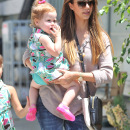 Jessica Alba heads to a beach party after shopping for toys with her daughters