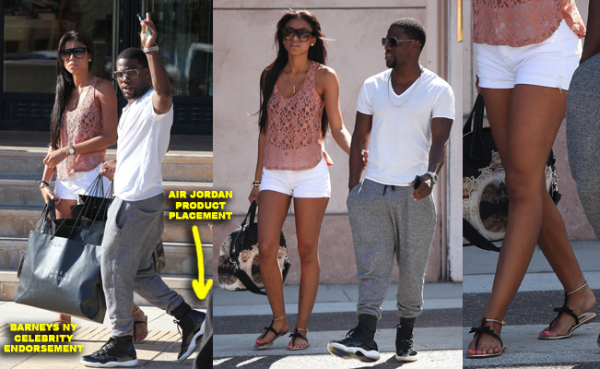 Kevin Hart and his girlfriend do a bit of shopping at Barneys New York in Beverly Hills