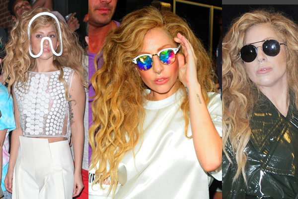 Lady Gaga poses outside the studio before heading to her apartment in New York City