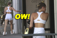 A Very Leggy Miley Cyrus Hits Up A Recording Studio in Burbank