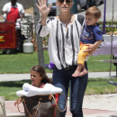 Molly Sims enjoys a park play time with her son Brooks in Los Angeles
