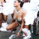 Rihanna is pictured partying in the street with Zulu International