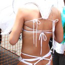 Rihanna is pictured partying in the street with Zulu International