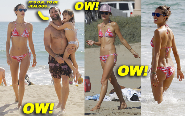 Alessandra Ambrosio and Jamie Mazur take Anja to the beach in Malibu, CA