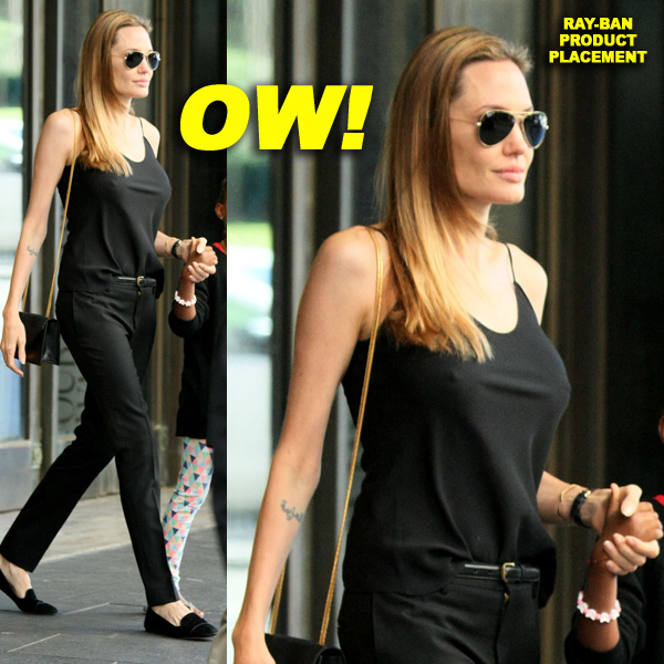 **EXCLUSIVE** Angelina Jolie leaving David Jones department store in Sydney looking thin