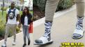 Dwyane Wade Rocks Fitted Harem Pants & Zebra-Print Socks in Venice