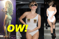 Lady Gaga Wears See-Through Swimsuit Costume In London