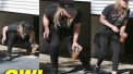 Hilary Duff Ducks under Garage Door