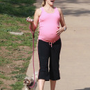 A Very Pregnant Teresa Palmer Takes Her Dog For A Walk