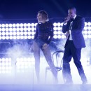 Beyonce and her husband Jay-Z perform at the 56th annual Grammy Awards in Los Angeles