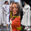 Rihanna leaving "Good Morning America" in a fur coat