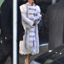 Rihanna leaving "Good Morning America" in a fur coat