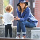 'Sin City' actress Jessica Alba and husband Cash Warren take their daughter Honor and Haven to the Coldwater Canyon Park in Beverly Hills, California on February 9