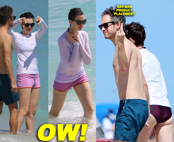 Anne Hathaway & Adam Shulman Enjoying A Day On The Beach