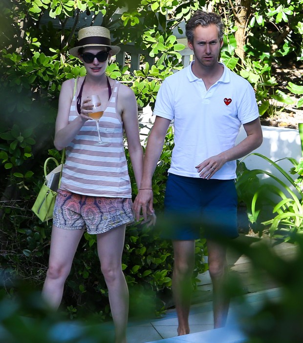 Anne Hathaway & Adam Shulman Enjoying A Day On The Beach