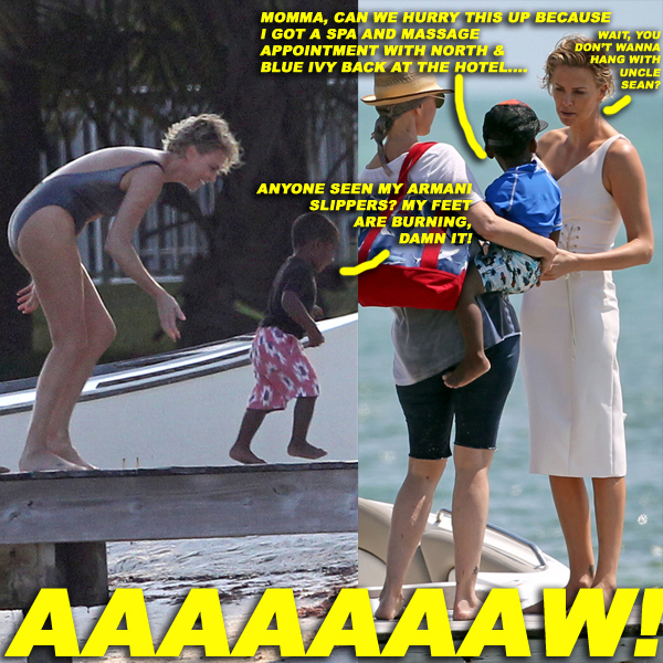 Charlize Theron gets a visit from son Jackson while on a photo shoot in Miami Beach