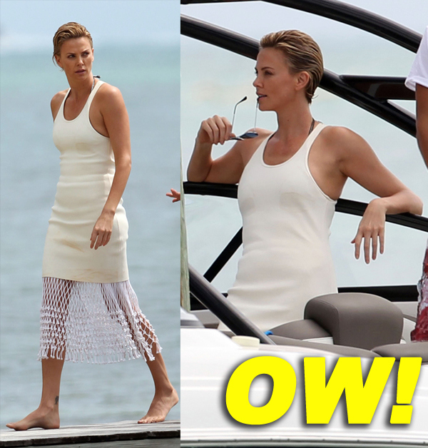 Charlize Theron gets a visit from son Jackson while on a photo shoot in Miami Beach