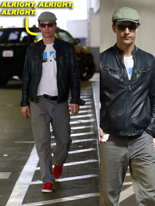 Matthew McConaughey, fresh off his Academy Award win for Best Actor, heads into a medical building in Los Angeles