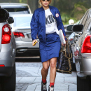 Rita Ora In Designer Labels and Black Sneakers