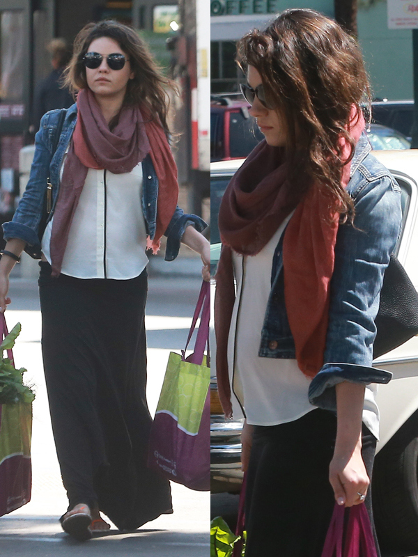 Exclusive... Pregnant Mila Kunis Shops For Groceries