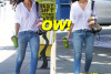 Minka Kelly Steps Down Curb Right Foot First Carrying Multiple Juices AT THE SAME TIME!