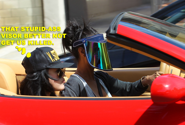 V. Stiviano Hides Her Face At The Nail Salon