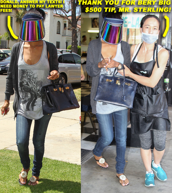 V. Stiviano Hides Her Face At The Nail Salon