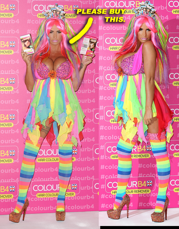 Katie Price attends a photocall for ColourB4