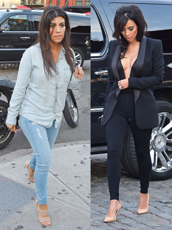 Kim Kardashian drops off baby North at home and heads for dinner with sister Kourtney at the 'Serafina' restaurant in Meatpacking district, NYC