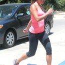 Exclusive... Lea Michele Stops For A Drink After A Run